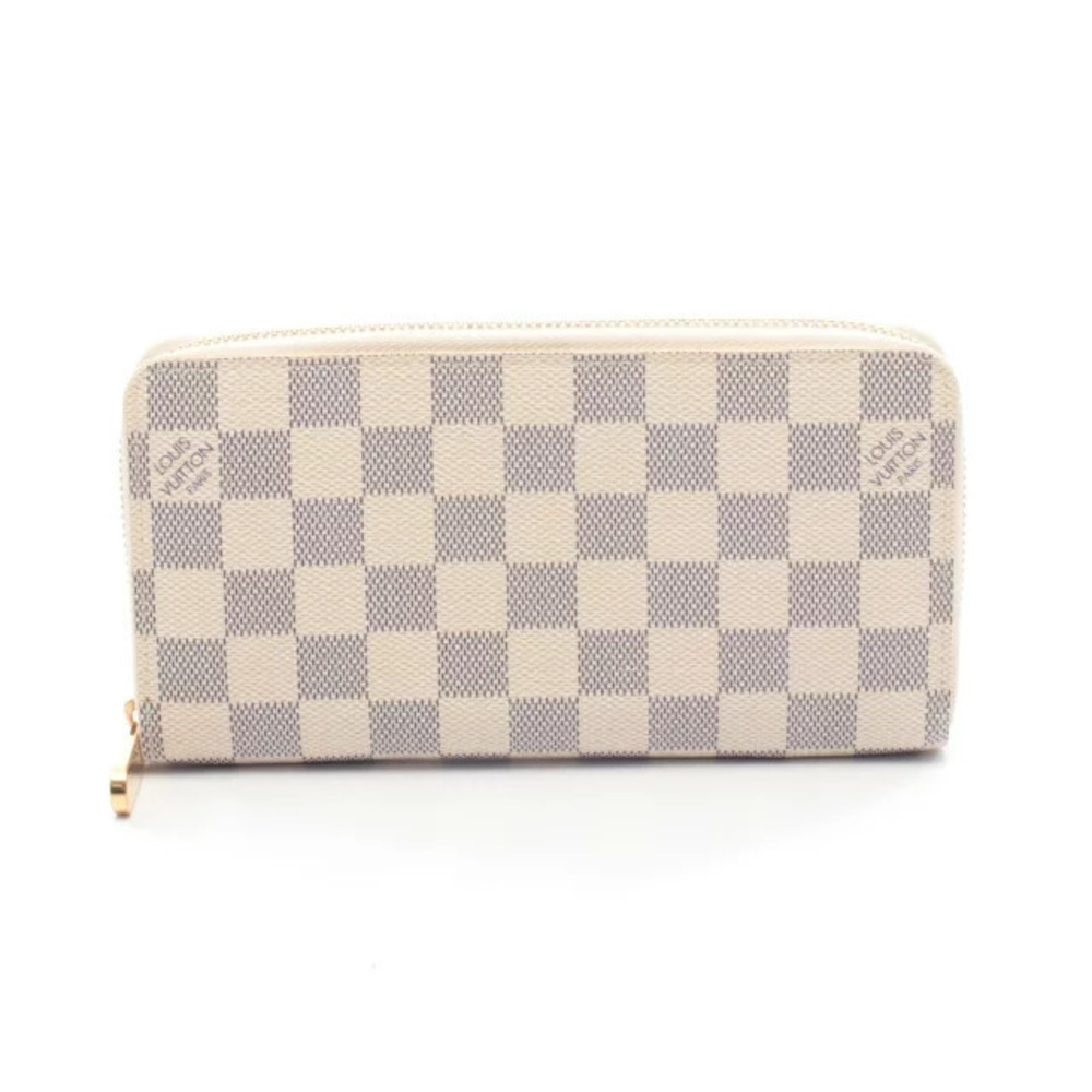 Louis Vuitton Zippy Wallet Round Long Canvas Damier Azur White
